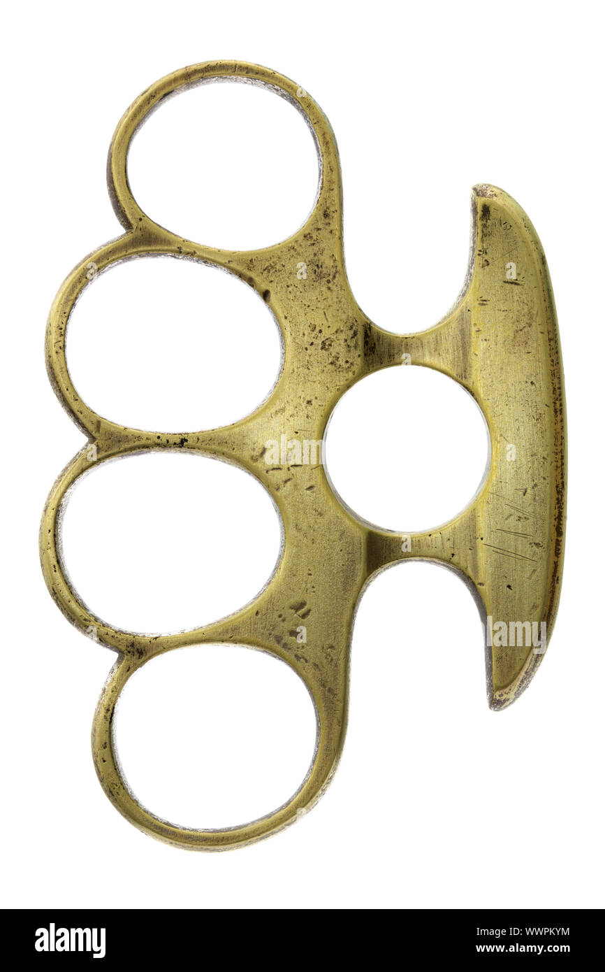 Brass knuckle-duster, weapon for hand, isolated on white background Stock  Photo - Alamy
