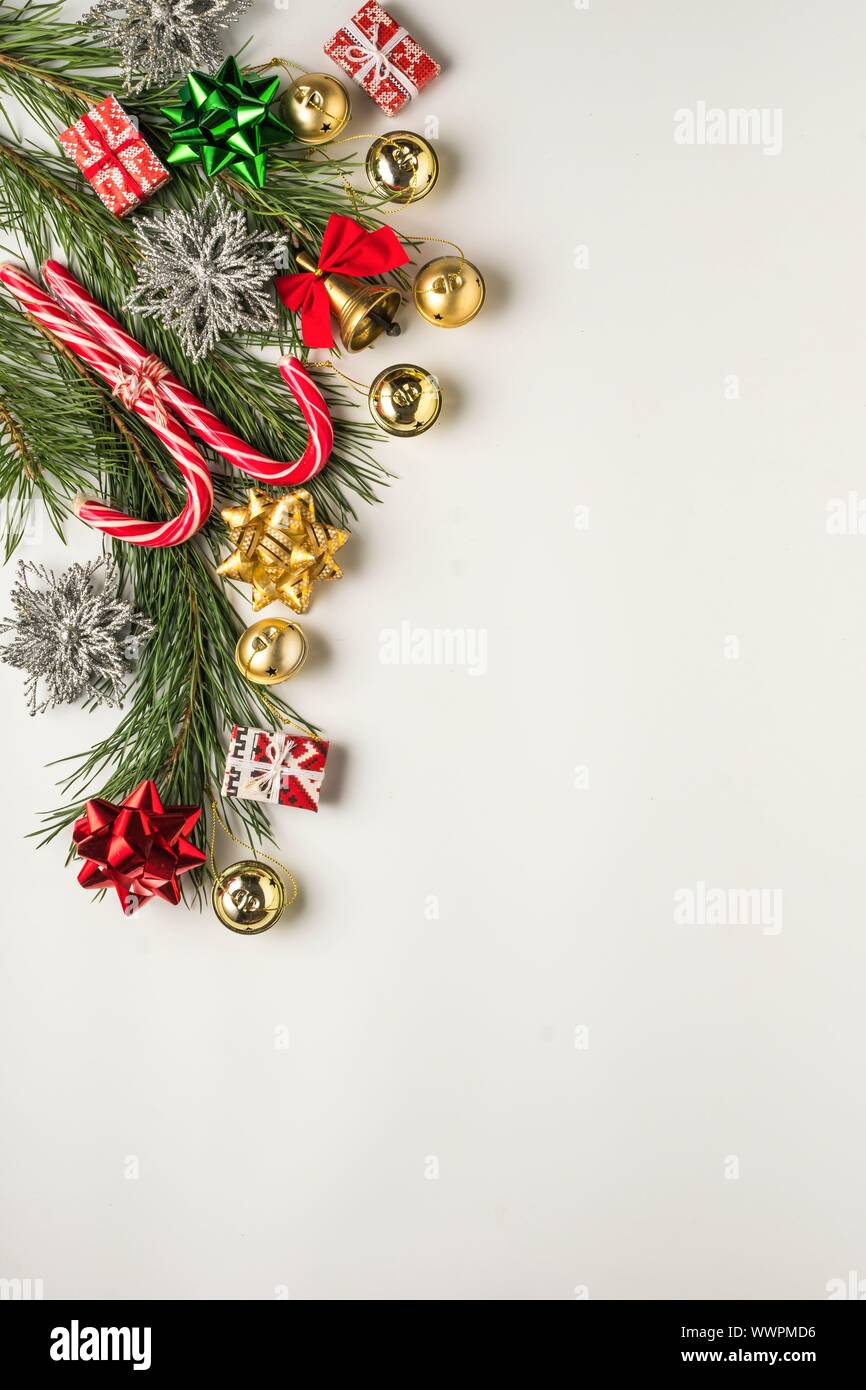 merry christmas, christmas holiday, santa claus, decorative elements, gold shiny, ball wreath Stock Photo