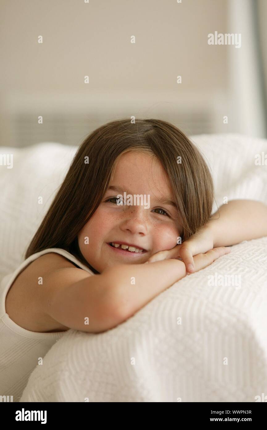 Little girl at home Stock Photo Alamy
