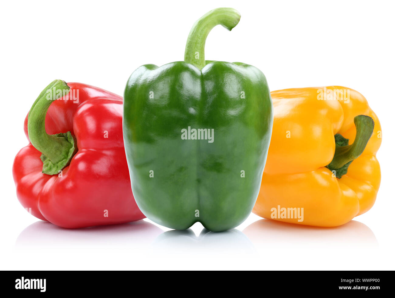 peppers red yellow green multicolored peppers vegetables organic exempted isolated Stock Photo