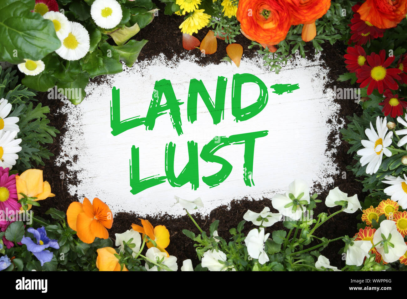 Landlust country life country garden with flowers flower Stock Photo