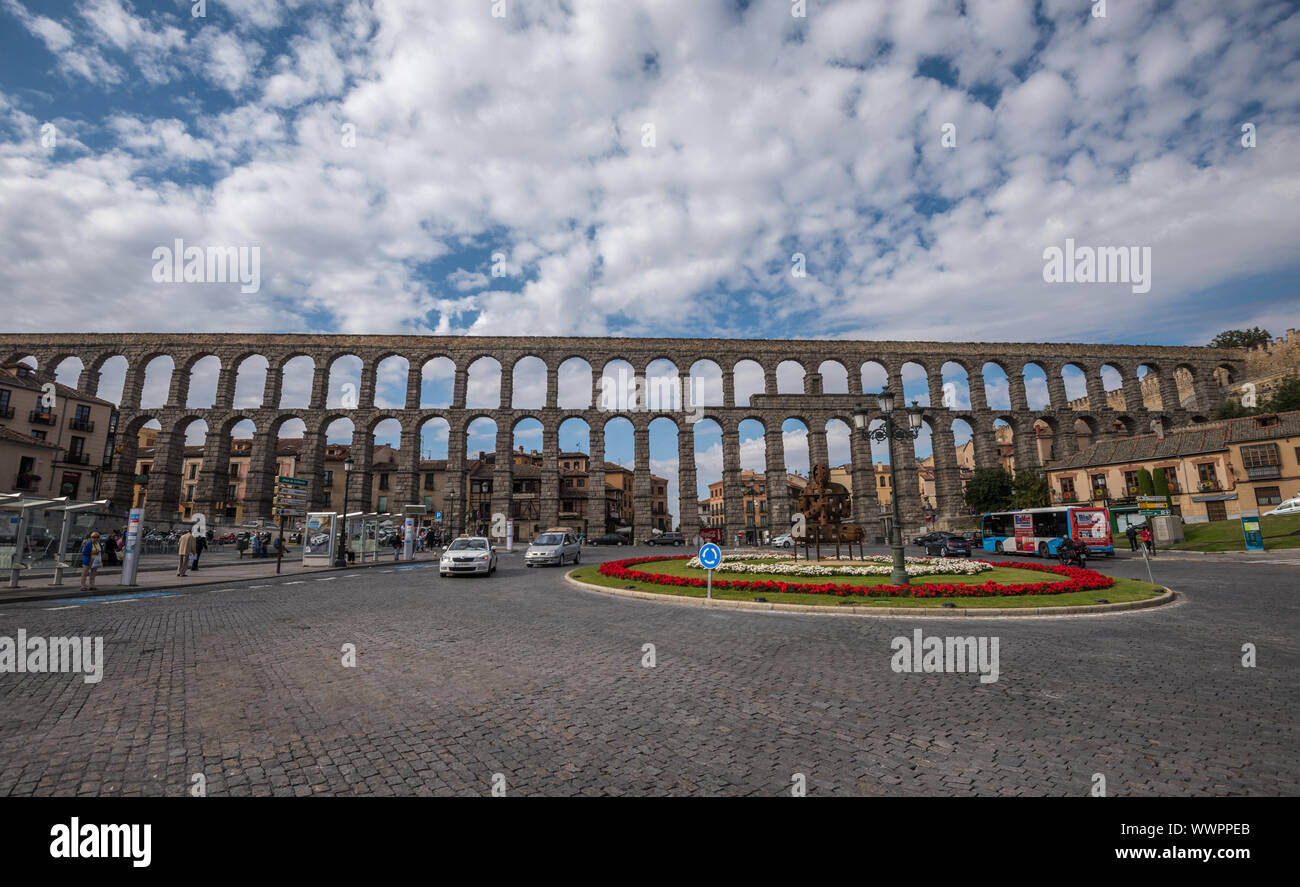 Ancient roman aqueduct in Segovia, Castilla y Leon, Spain Stock Photo