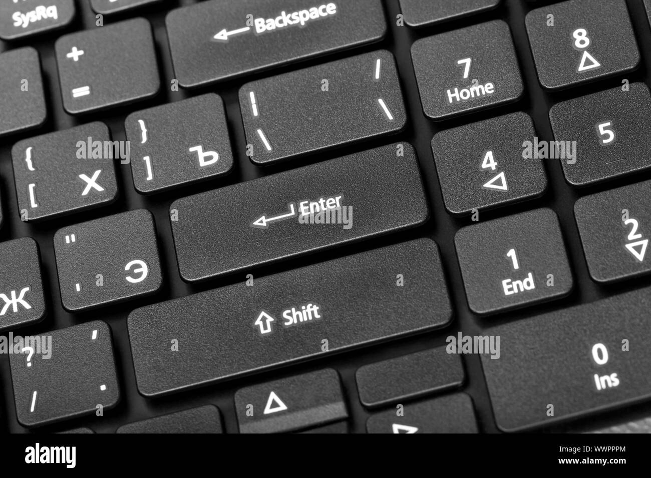 Electronic collection - laptop keyboard with key enter Stock Photo