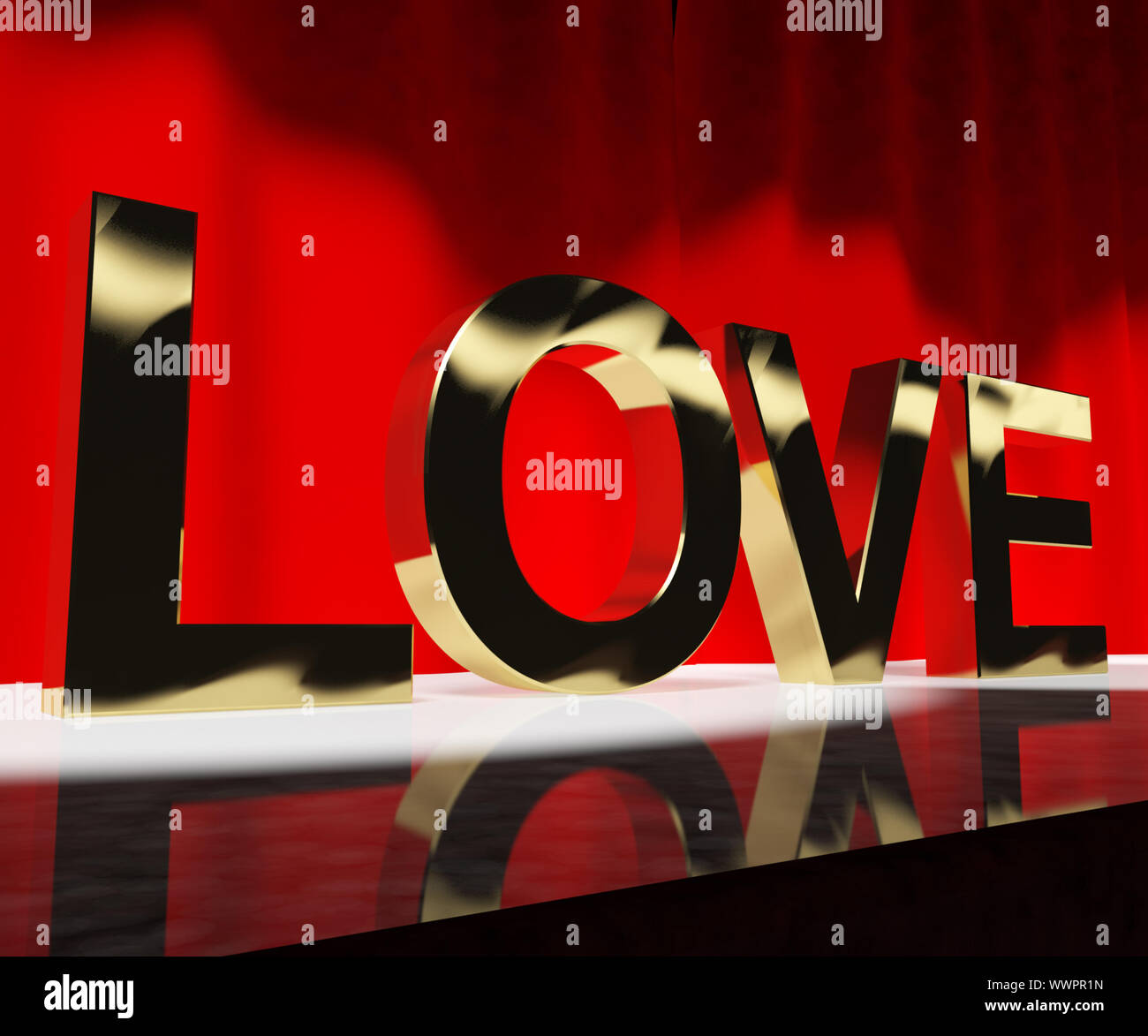 Love Word Shows Heart And Romance For Valentines Or Love Acting Stock ...
