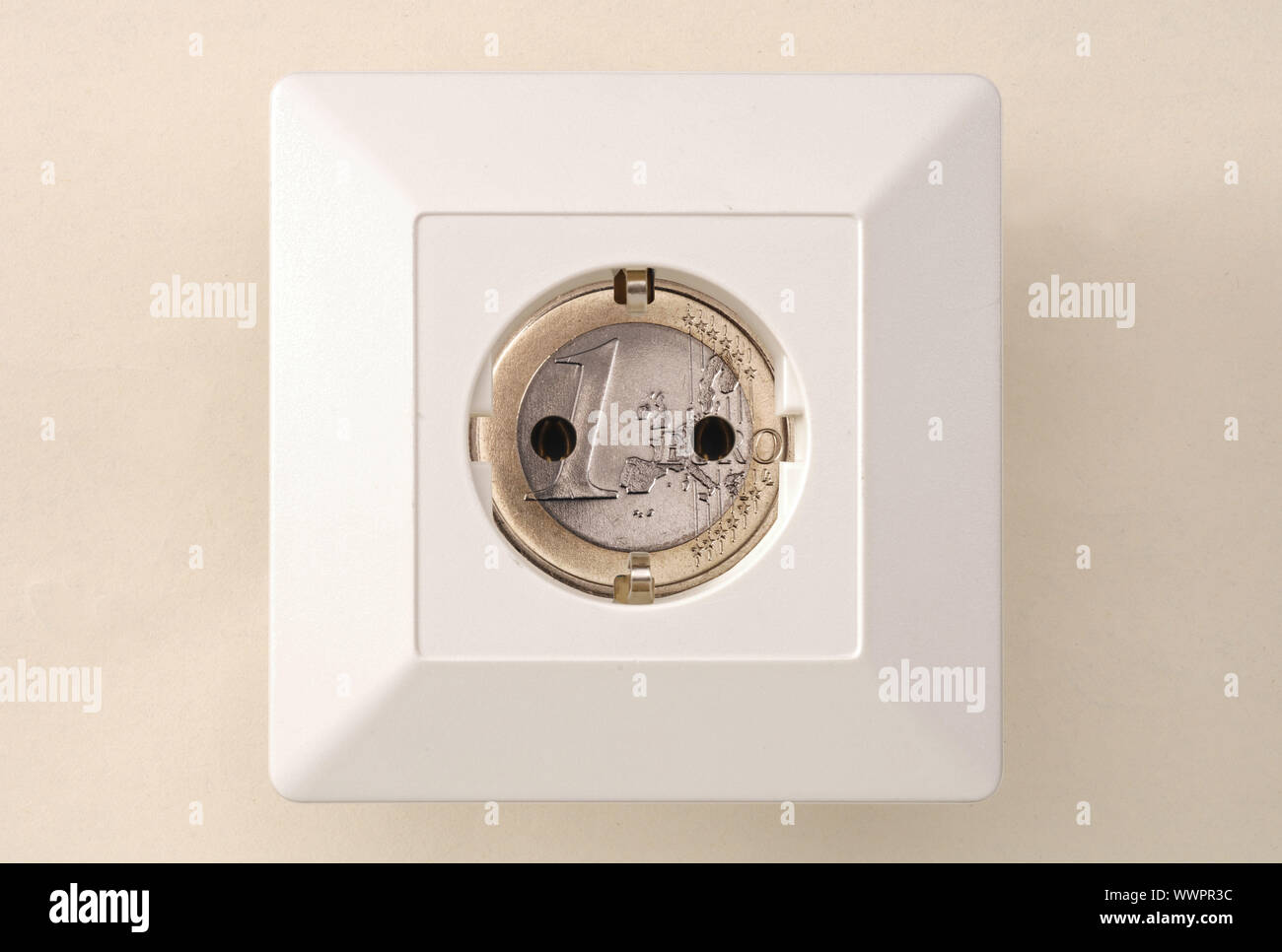 Socket in the household with the symbol of a Euro Stock Photo