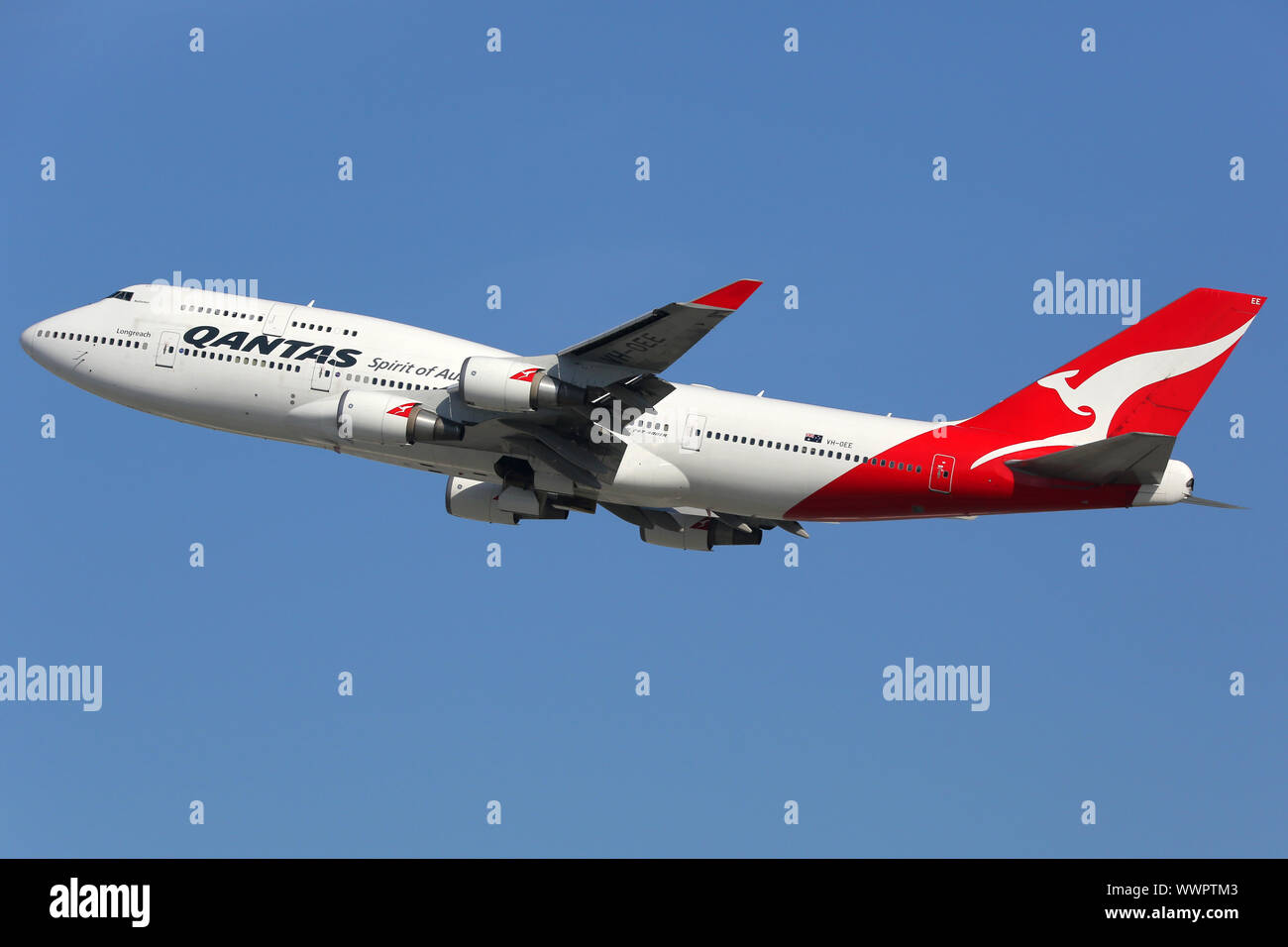 Qantas Boeing 747-400 Flugzeug Stock Photo