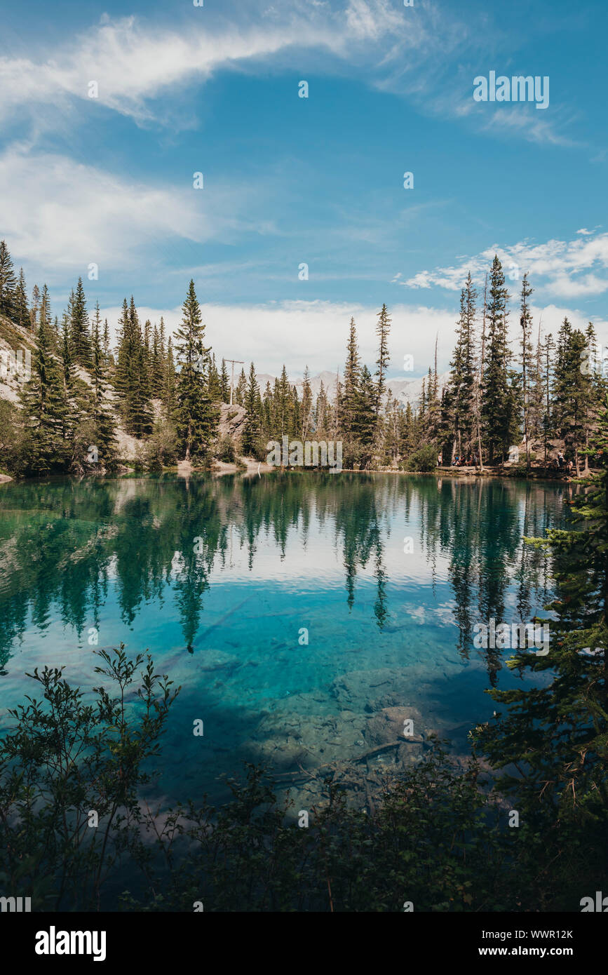 Scenic view of Grassi Lakes in Canmore, Alberta, Canada. Stock Photo