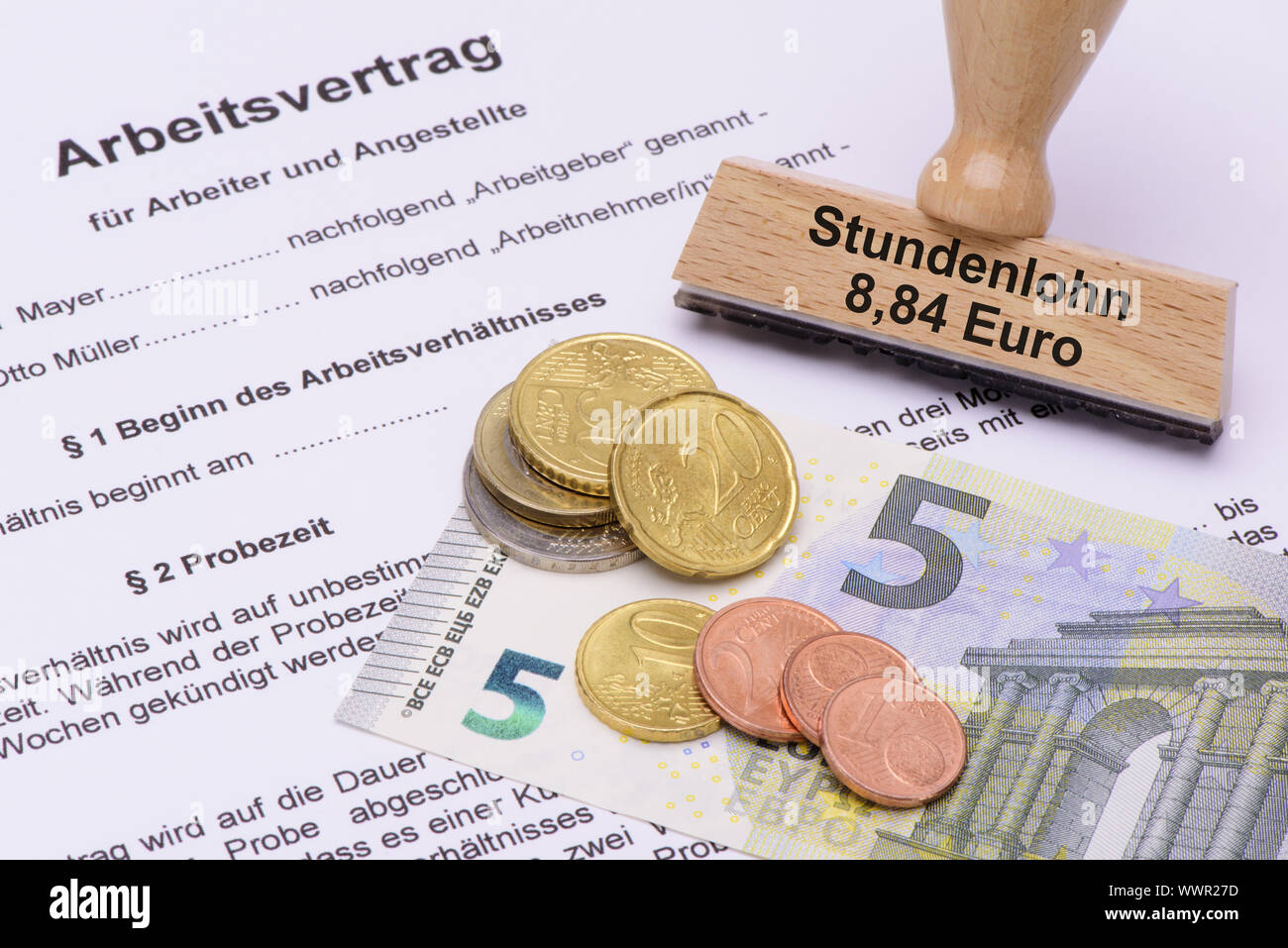 Minimum wage hourly wage 8,84 Euro Stock Photo