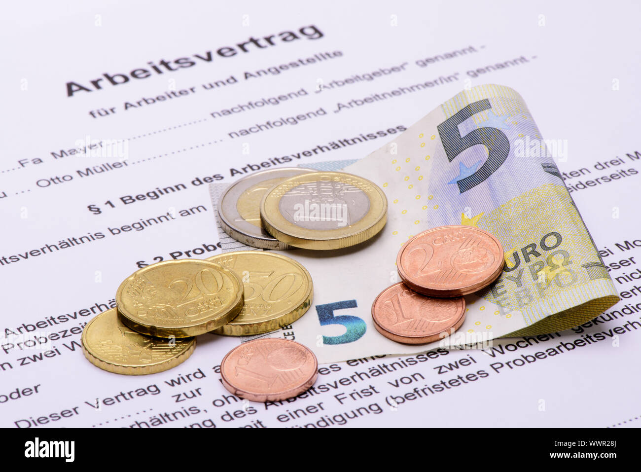 Minimum wage hourly wage 8,84 Euro Stock Photo