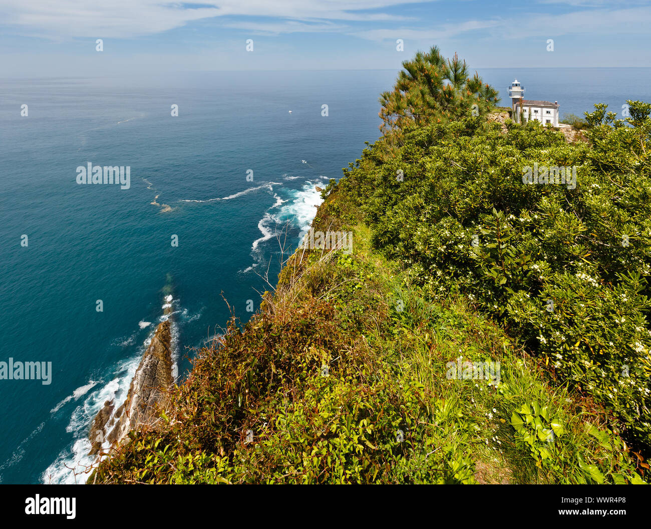Basque Lighthouse Lighthouse Getaria on Mount San Anton, Spain, Basque Country Stock ...