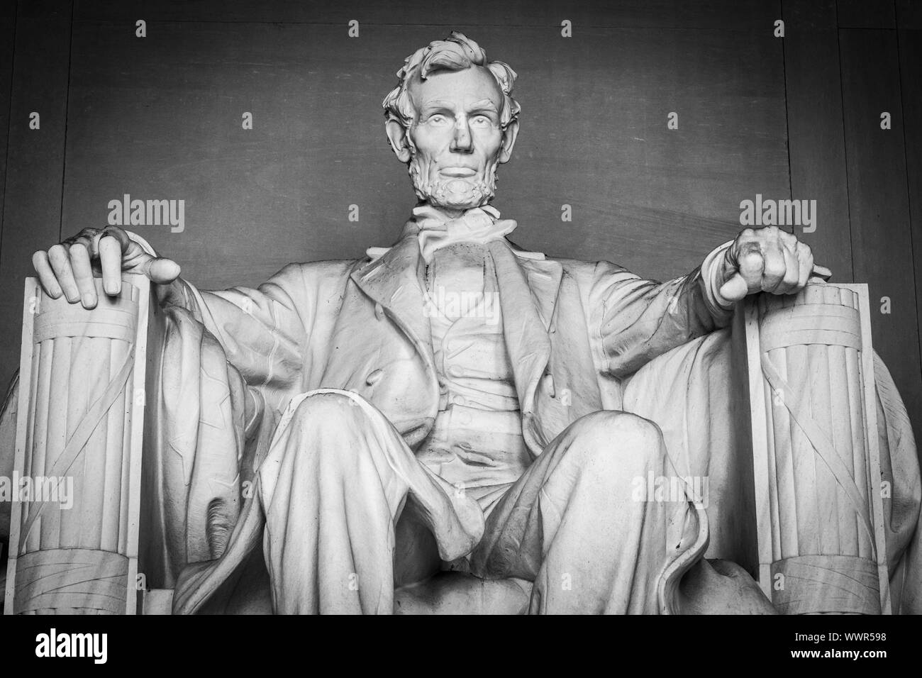 Washington DC, USA - June 7th 2019: Abraham Lincoln Statue in Lincoln Memorial Stock Photo