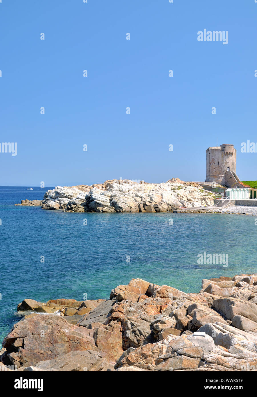 Watchtower of Marciana Marina on the island of Elba Stock Photo