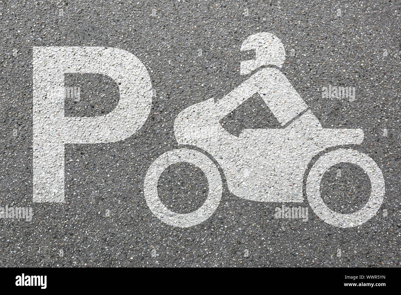 parking place parking motorbike motorcyclist traffic Stock Photo