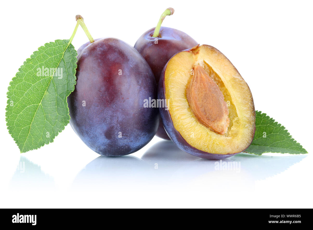plums plums plums plums cut organic fruit fruit fruit cut-out isolated isolated Stock Photo