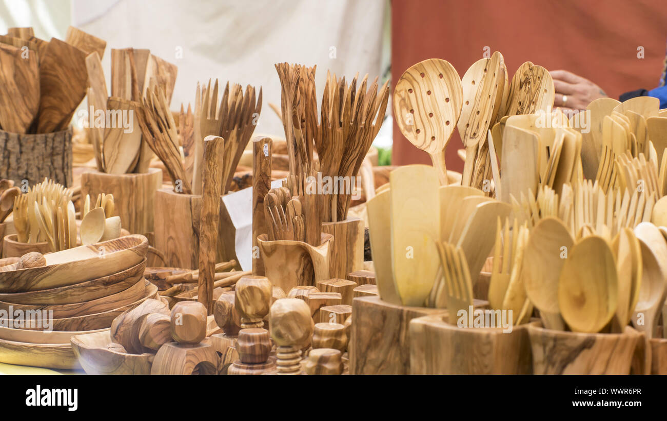 Knife, kitchen utensils made of wood handcrafted, healthy lifestyle and