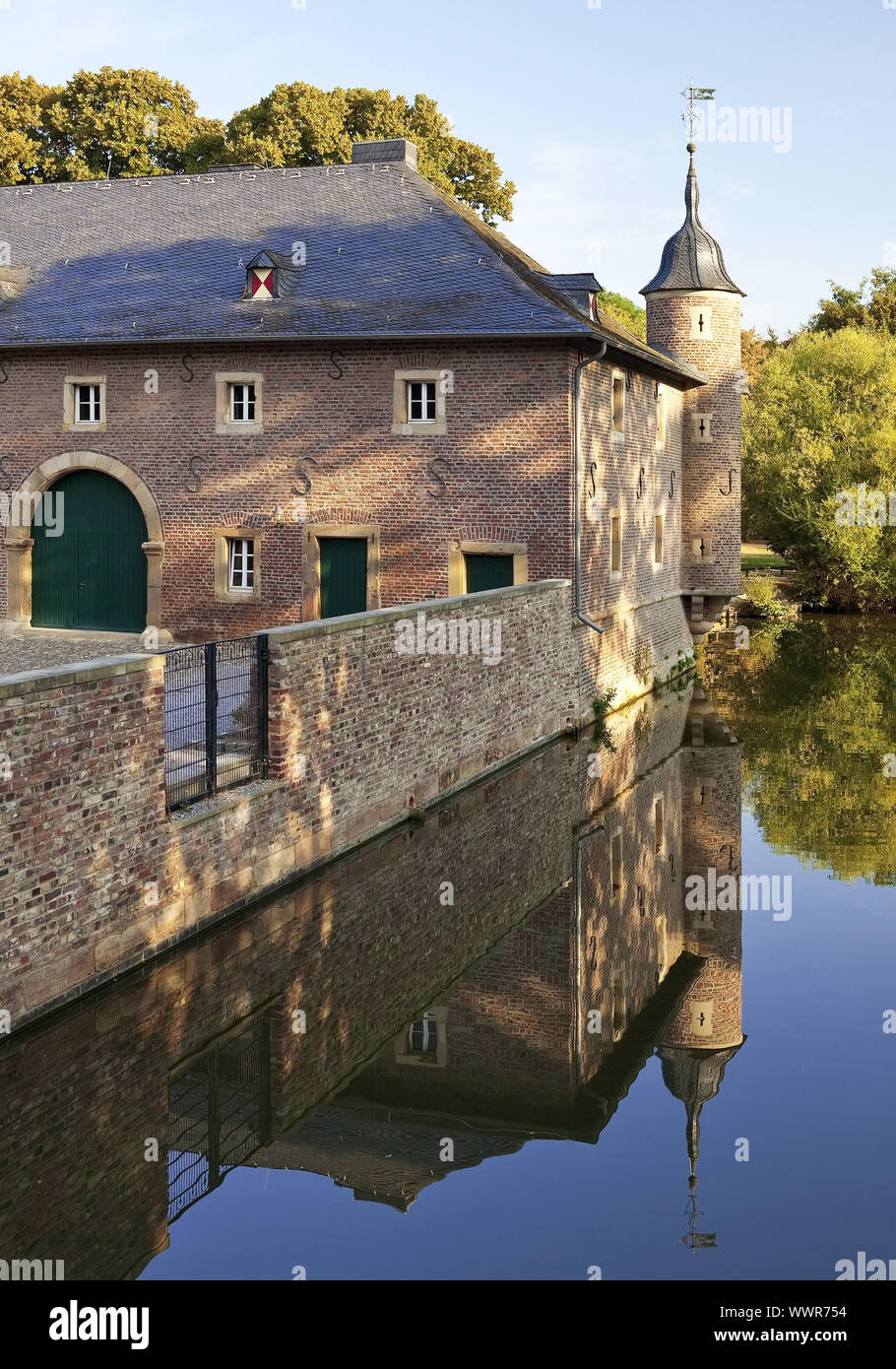 moated castle Burgau, Dueren, North Rhine-Westphalia, Germany, Europe Stock Photo