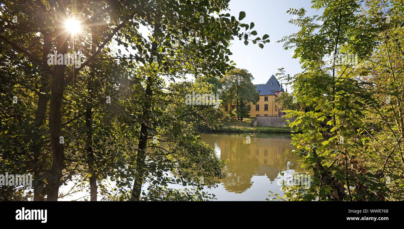 moated castle Burgau, Dueren, North Rhine-Westphalia, Germany, Europe Stock Photo