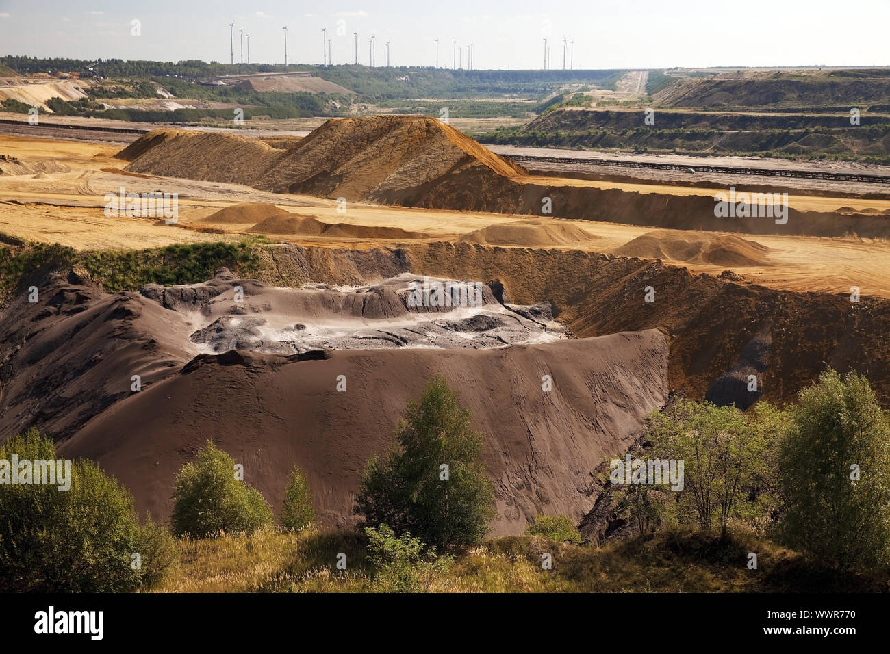 brown coal mining area Garzweiler I, Juechen, North Rhine-Westphalia, Germany, Europe Stock Photo