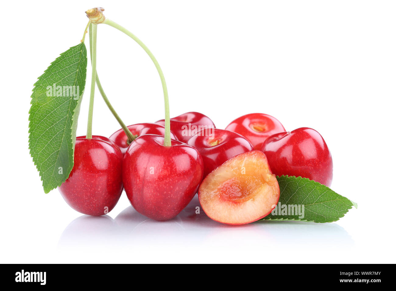 cherries cherry fresh organic fruits fruit summer crop crop isolated isolated Stock Photo