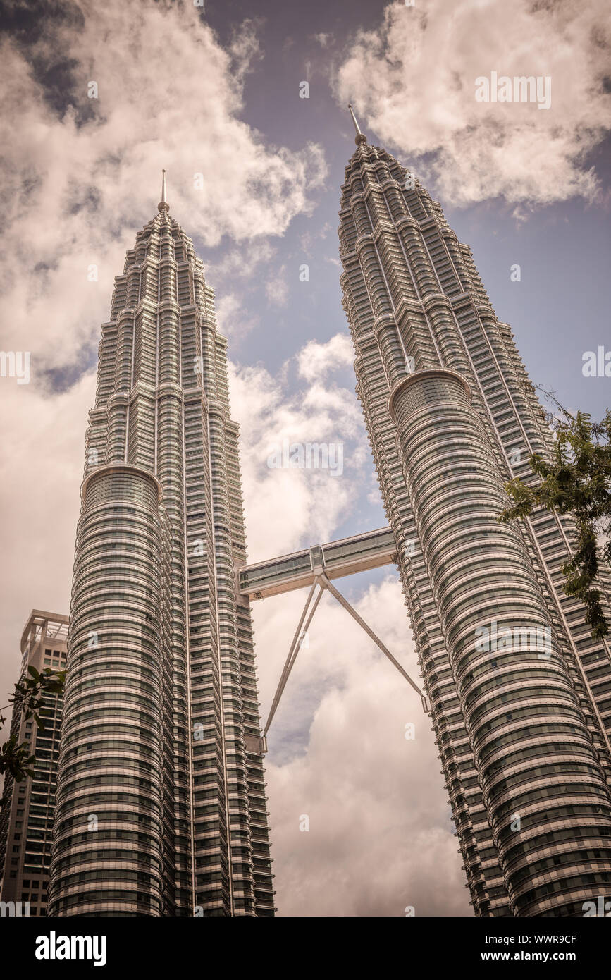 Retro style image of Twin Towers in Kuala Lumpur, Malaysia Stock Photo