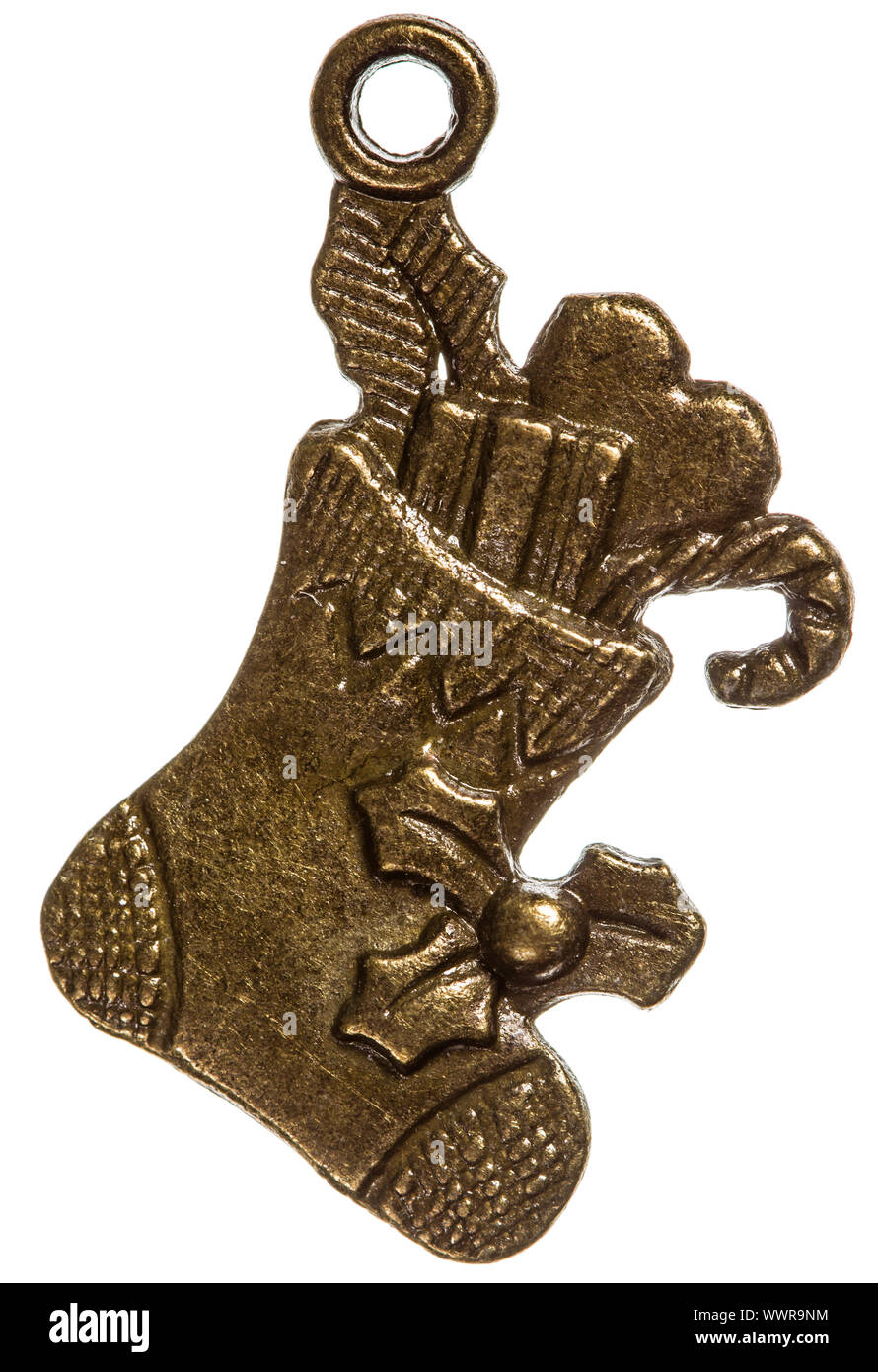 Christmas boots with gifts, decorative element, isolated on white