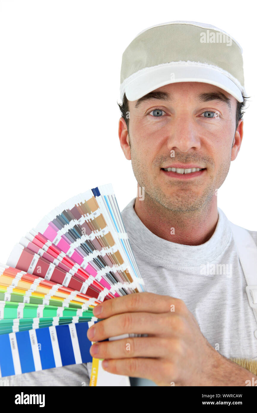Decorator with a colour chart Stock Photo Alamy