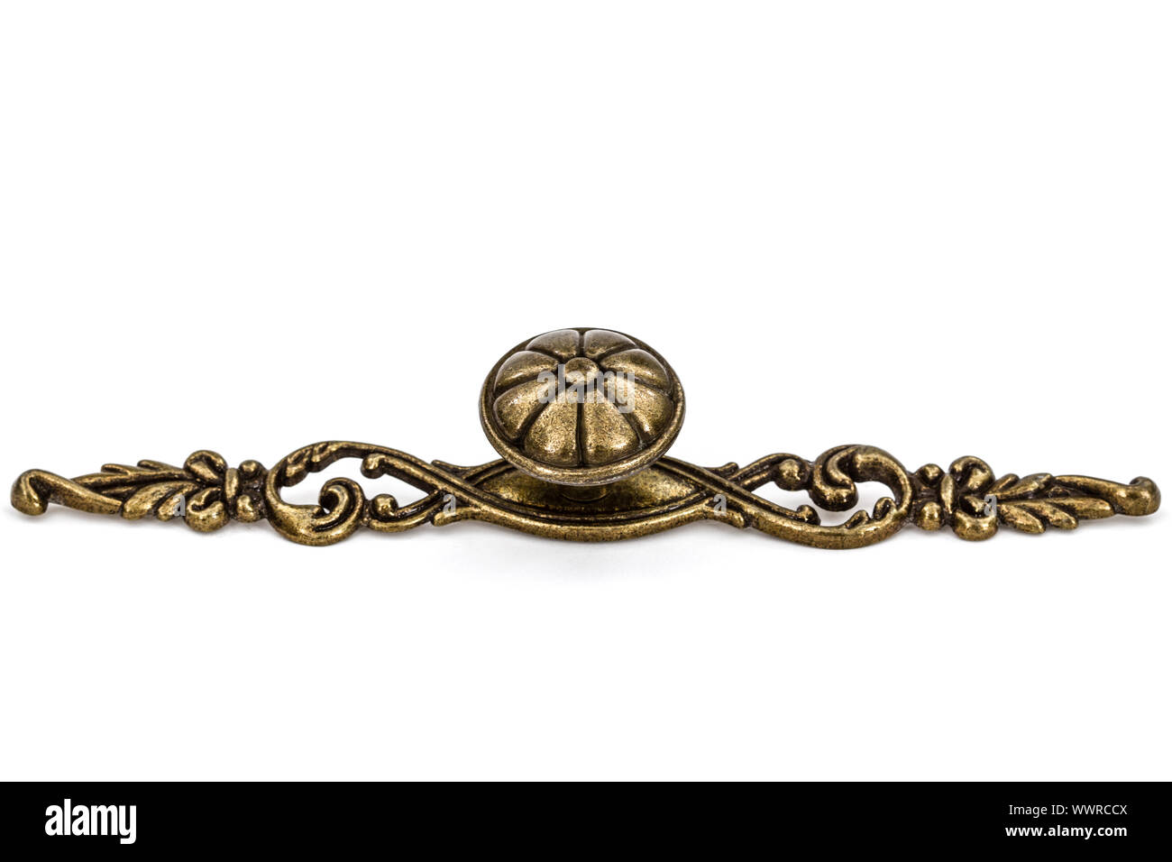 Furniture accessories Stylish bronze handles, isolated on a white