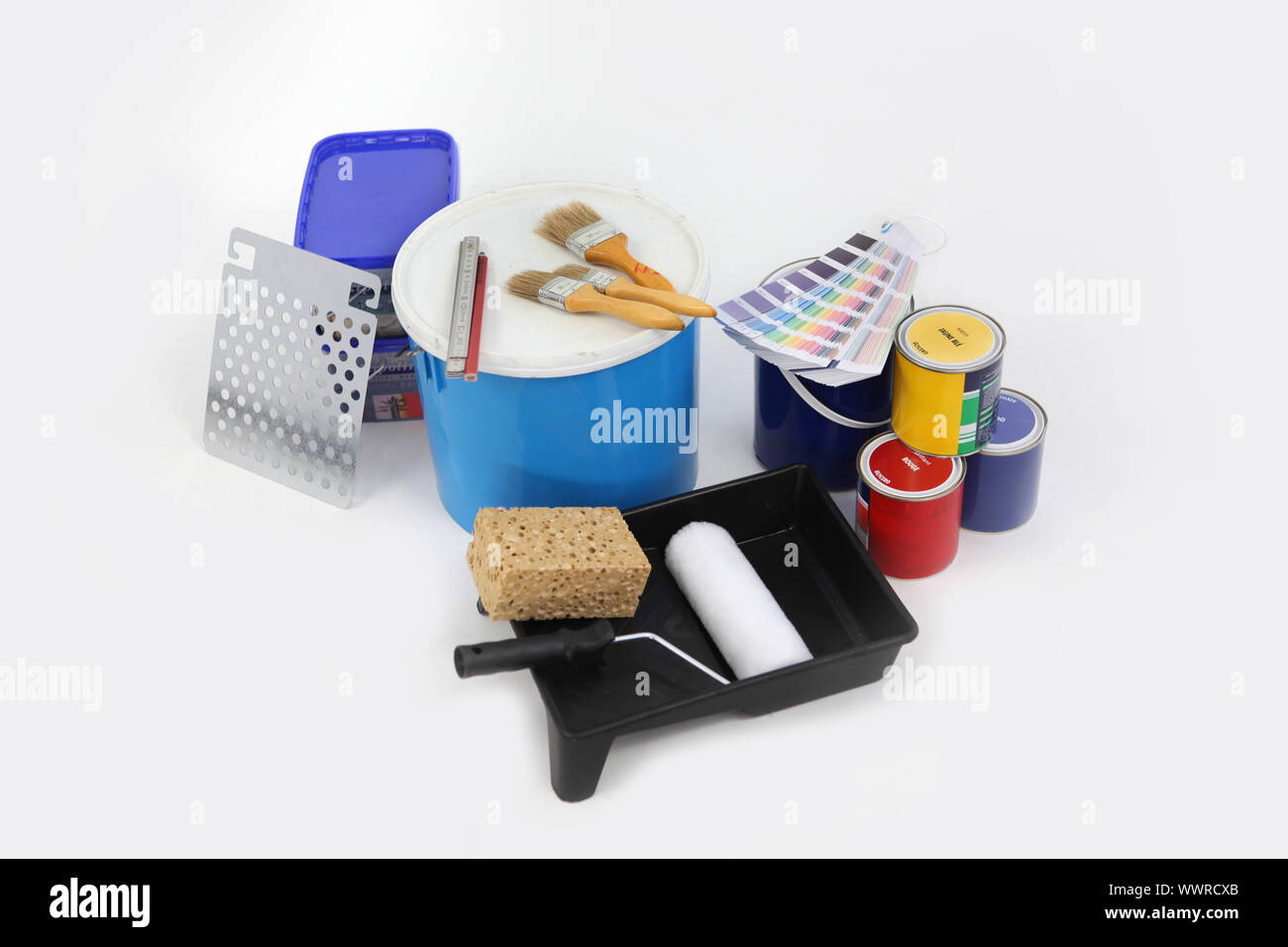 Paint, brushes and roller Stock Photo Alamy