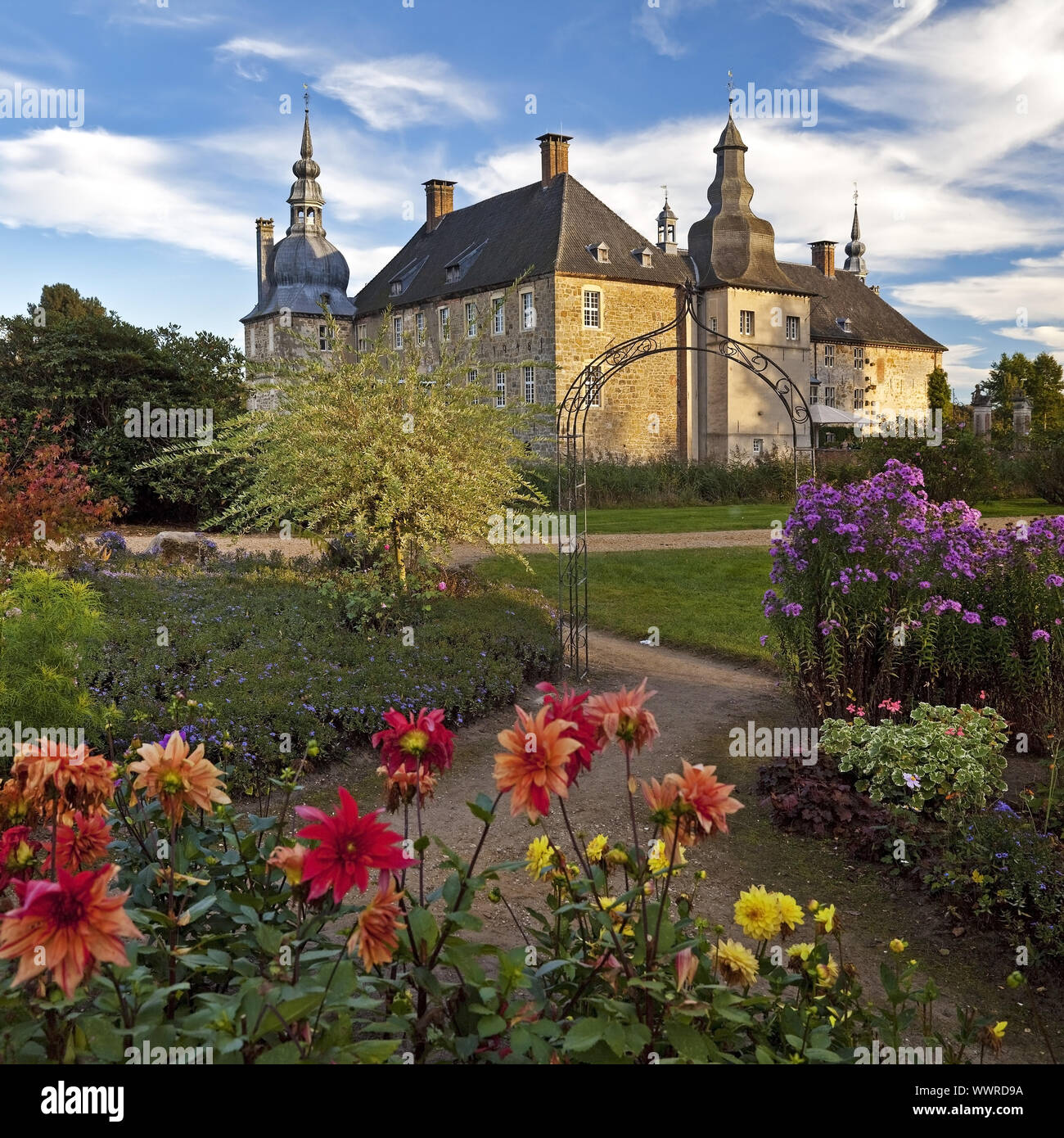 Schloss Lembeck, a moated castle, Dorsten, North Rhine-Westphalia, Germany, Europe Stock Photo