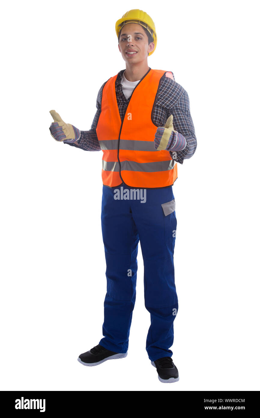 construction worker profession worker construction thumb high full body portrait clipping Stock Photo