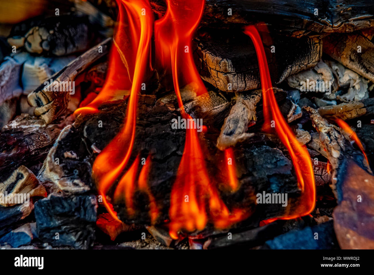 Red flames on the charcoal grill Stock Photo Alamy