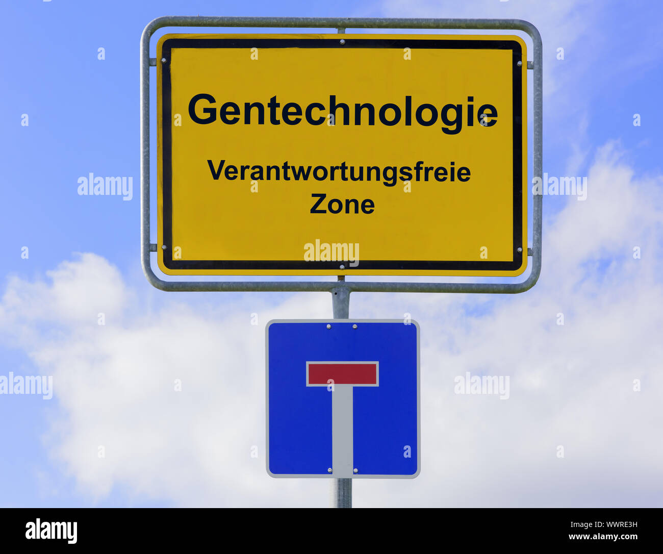 responsible gene technology on the town sign Stock Photo