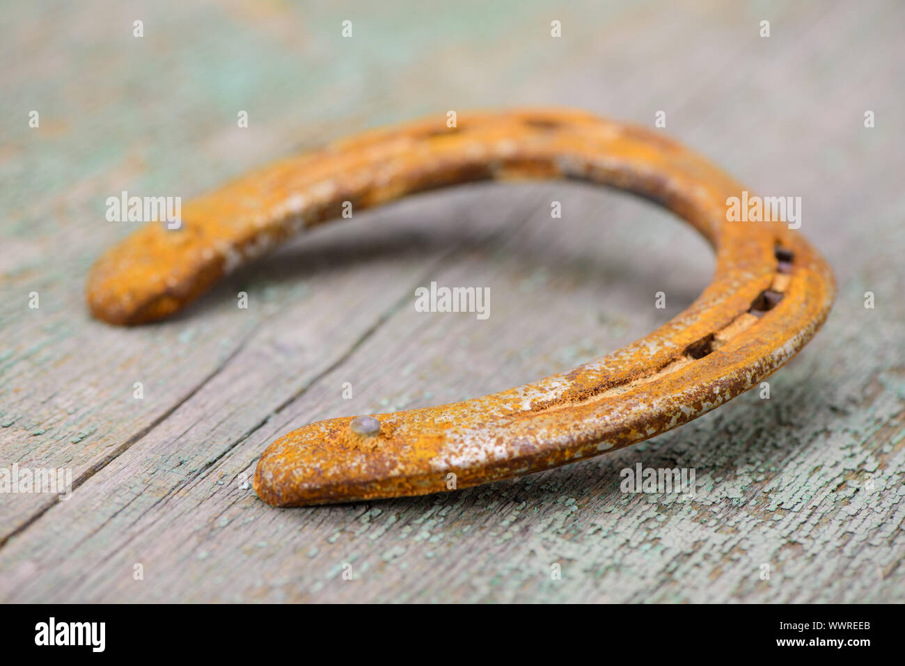 Old horseshoe as lucky charm Stock Photo