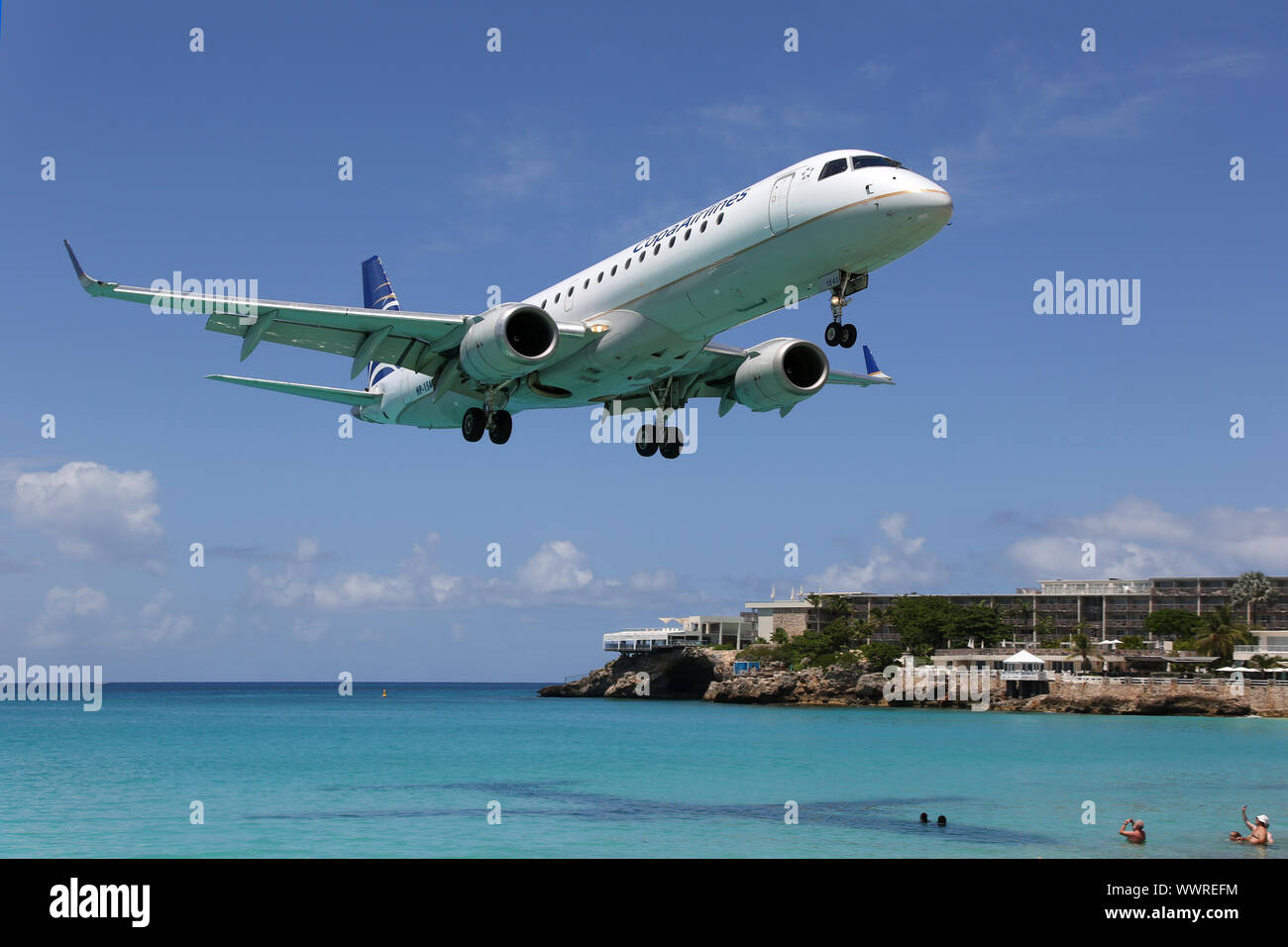 Copa Airlines Embraer ERJ190 aircraft landing airport St. Maarten Stock Photo