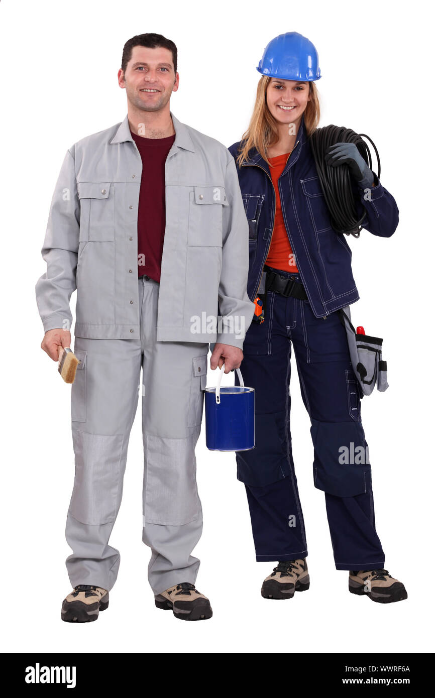Electrician and painter Stock Photo Alamy