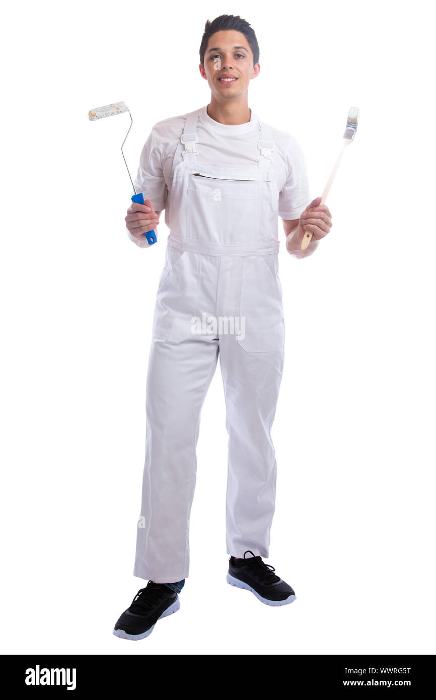 occupation profession painter profession craftsman apprentice trainee full body training trainee Stock Photo