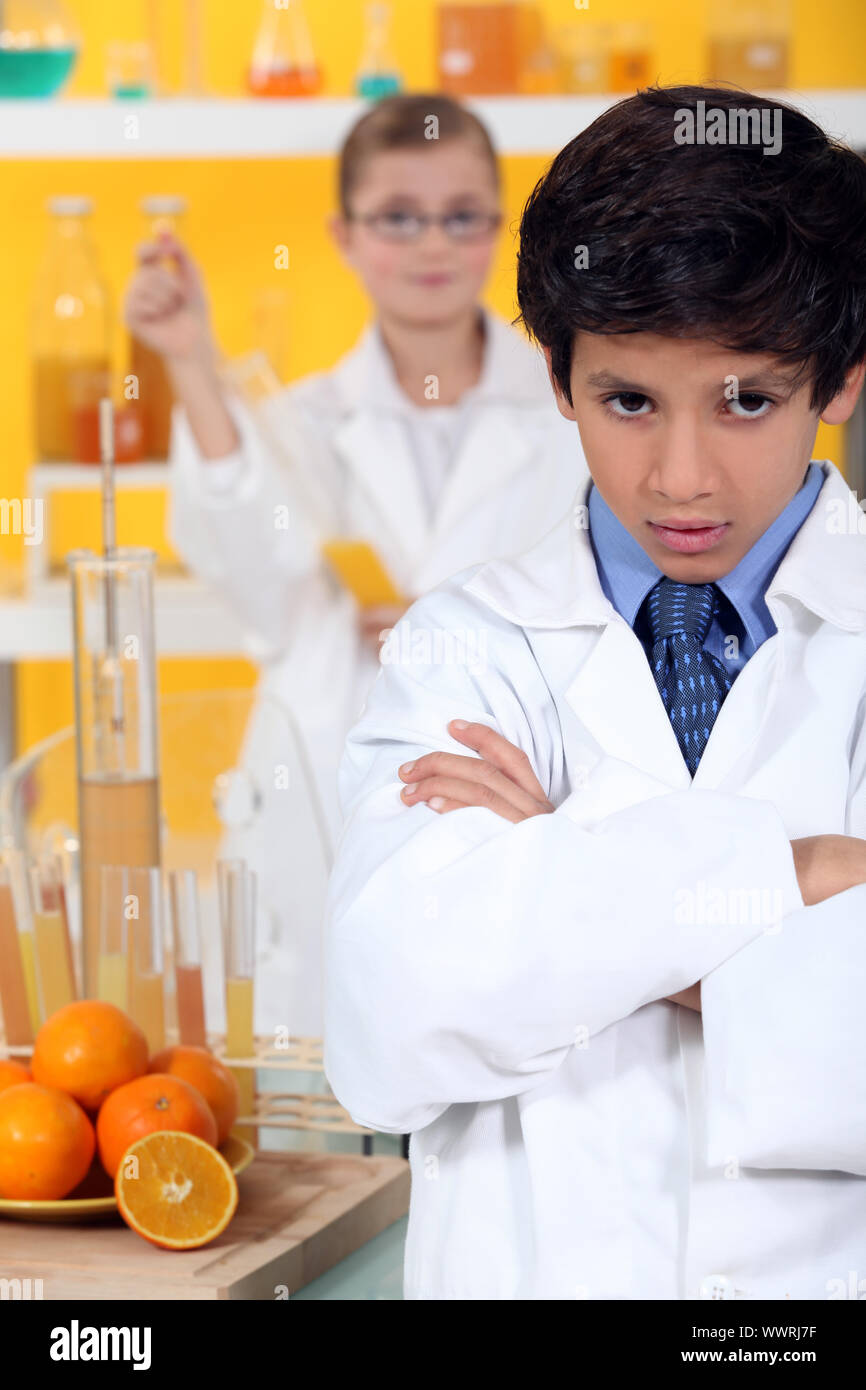 angry child in laboratory Stock Photo - Alamy