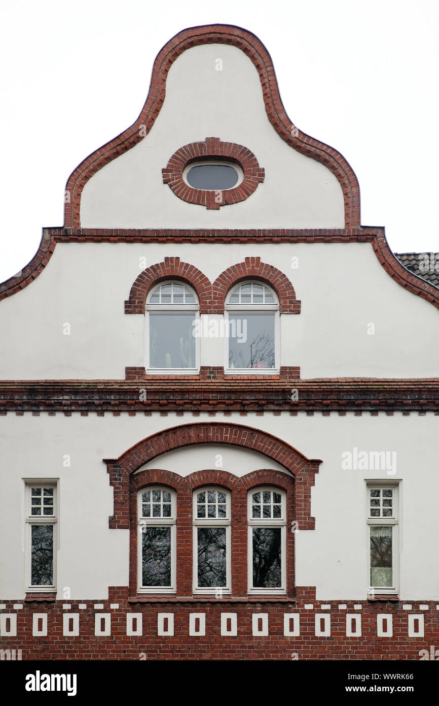 House facade with coal lodes, Kolonie Landwehr, Dortmund, Ruhr Area, North Rhine-Westphalia, Germany Stock Photo