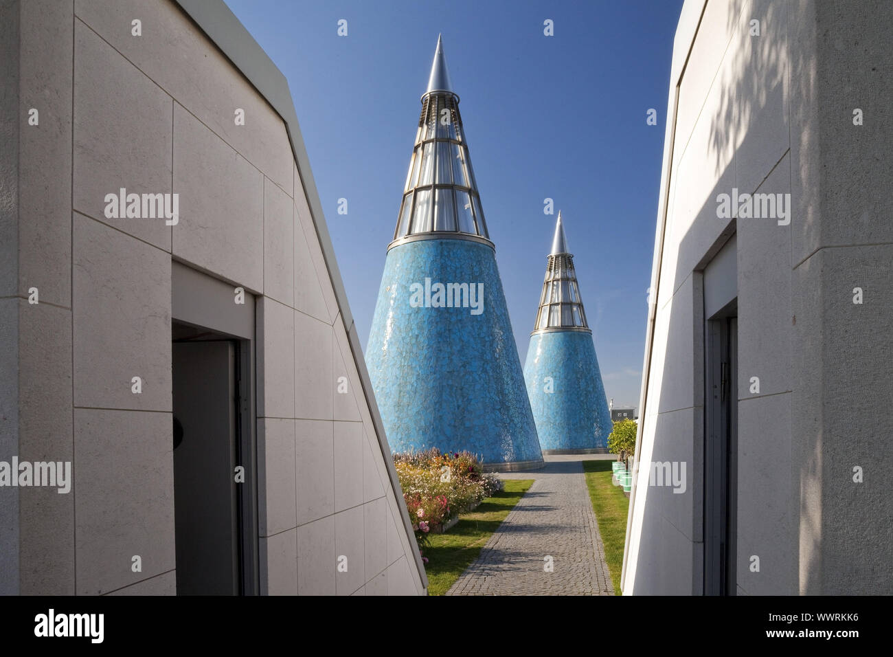 roof garden of the Art and Exhibition Hall with conical light wells, Bonn, Germany Stock Photo