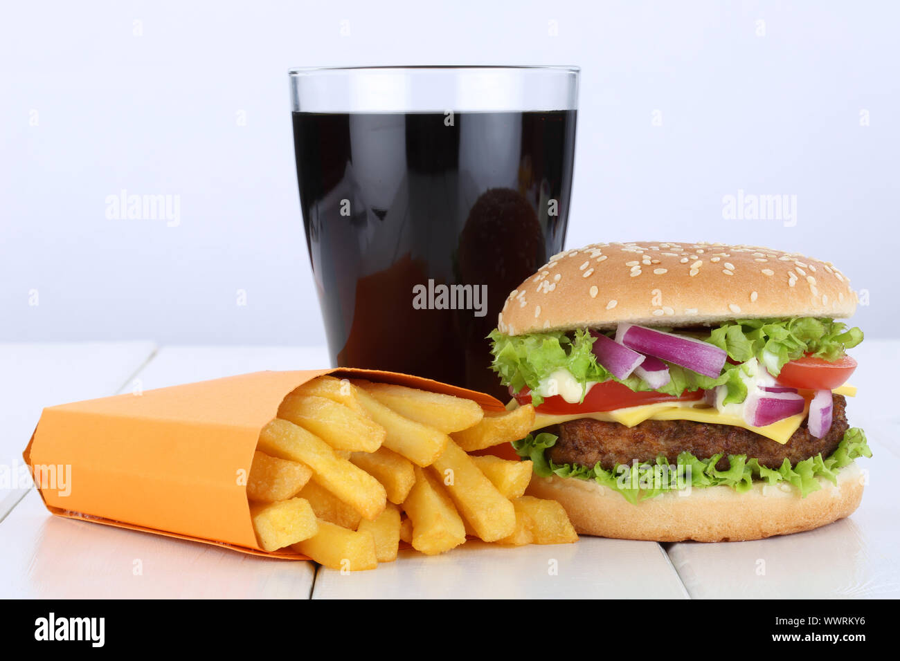 Cheeseburger Hamburger Menu Menu Menu French Fries Cola drink unhealthy