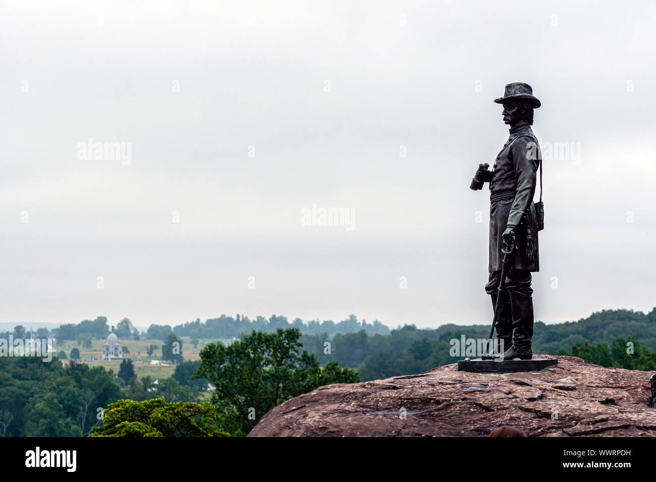 General Warren from Little Round Top in Gettysburg, Pennsylvania Stock Photo