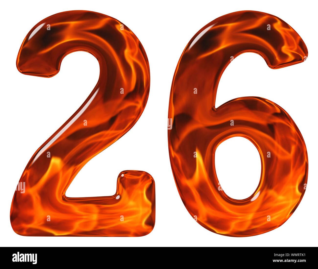 26, twenty six, numeral, imitation glass and a blazing fire