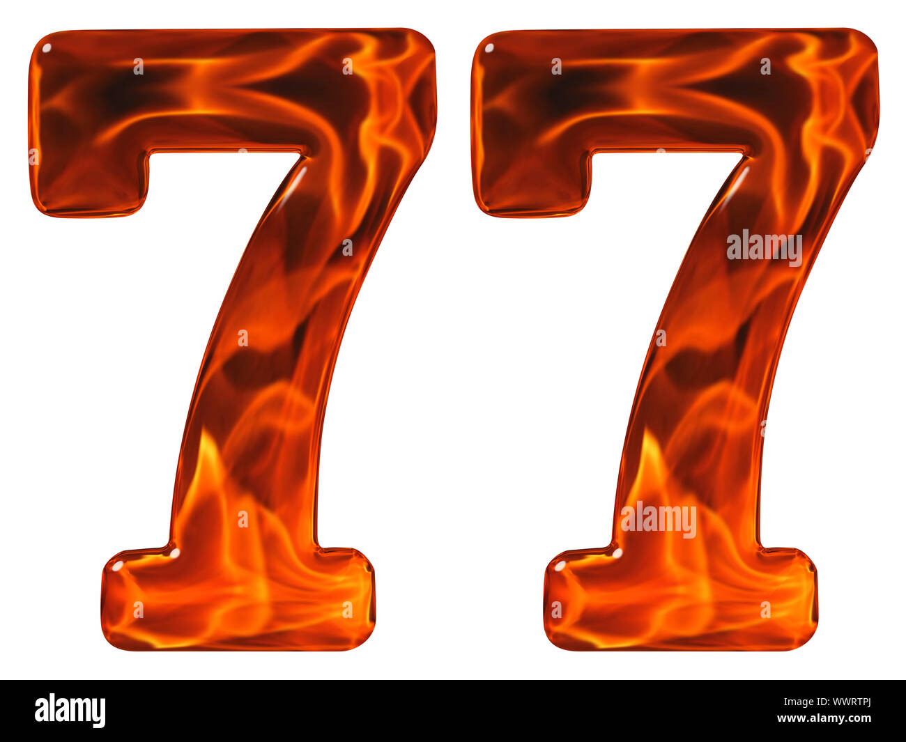 77, seventy seven, numeral, imitation glass and a blazing fire ...