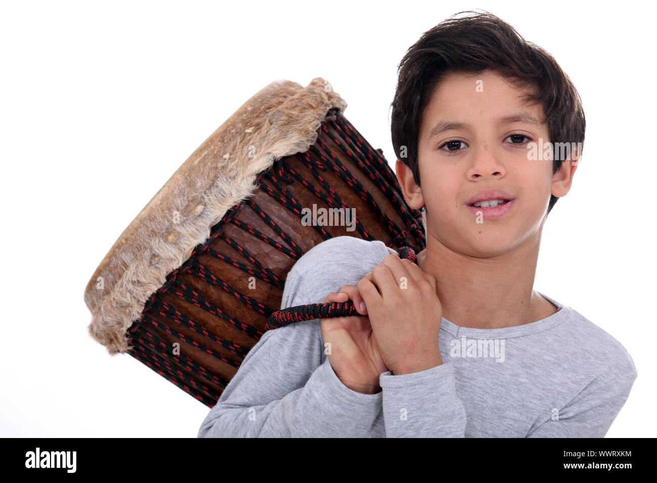 Boy with a bongo Stock Photo Alamy