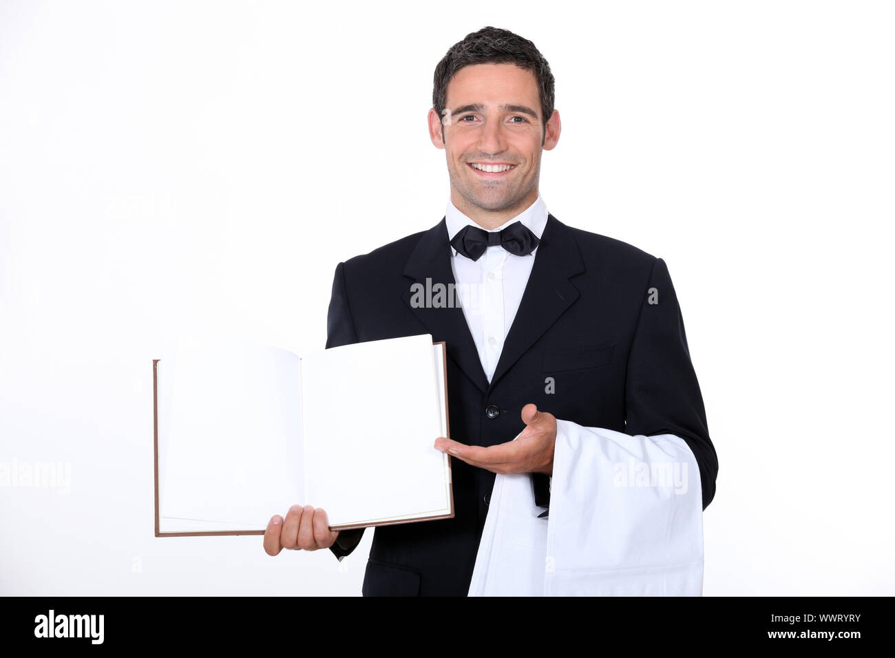 Waiter presenting menu Stock Photo Alamy
