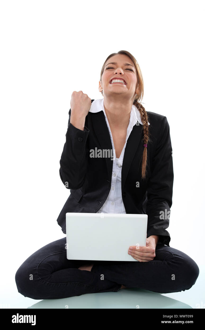 A victorious woman Stock Photo