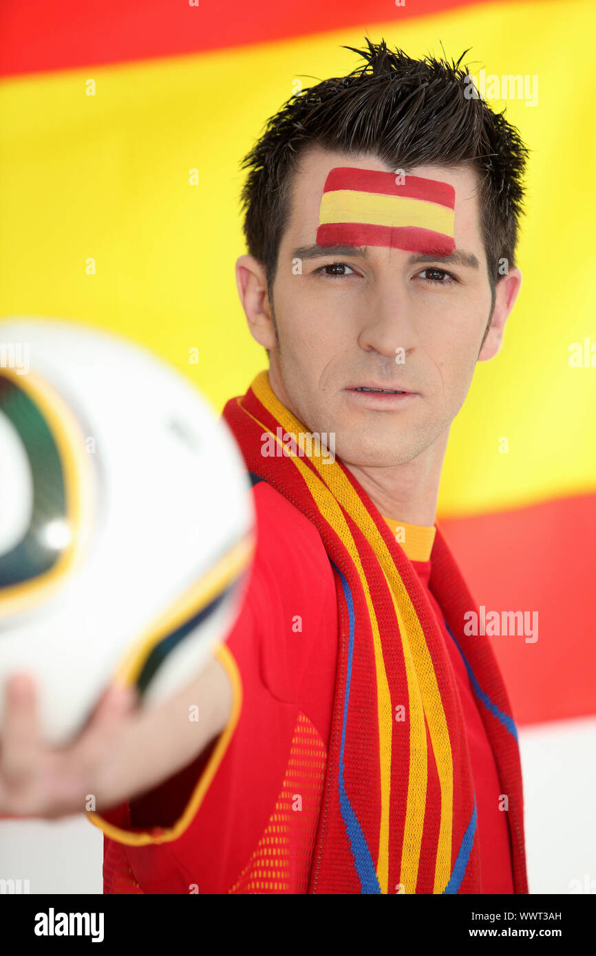 Passionate Spanish soccer fan Stock Photo Alamy