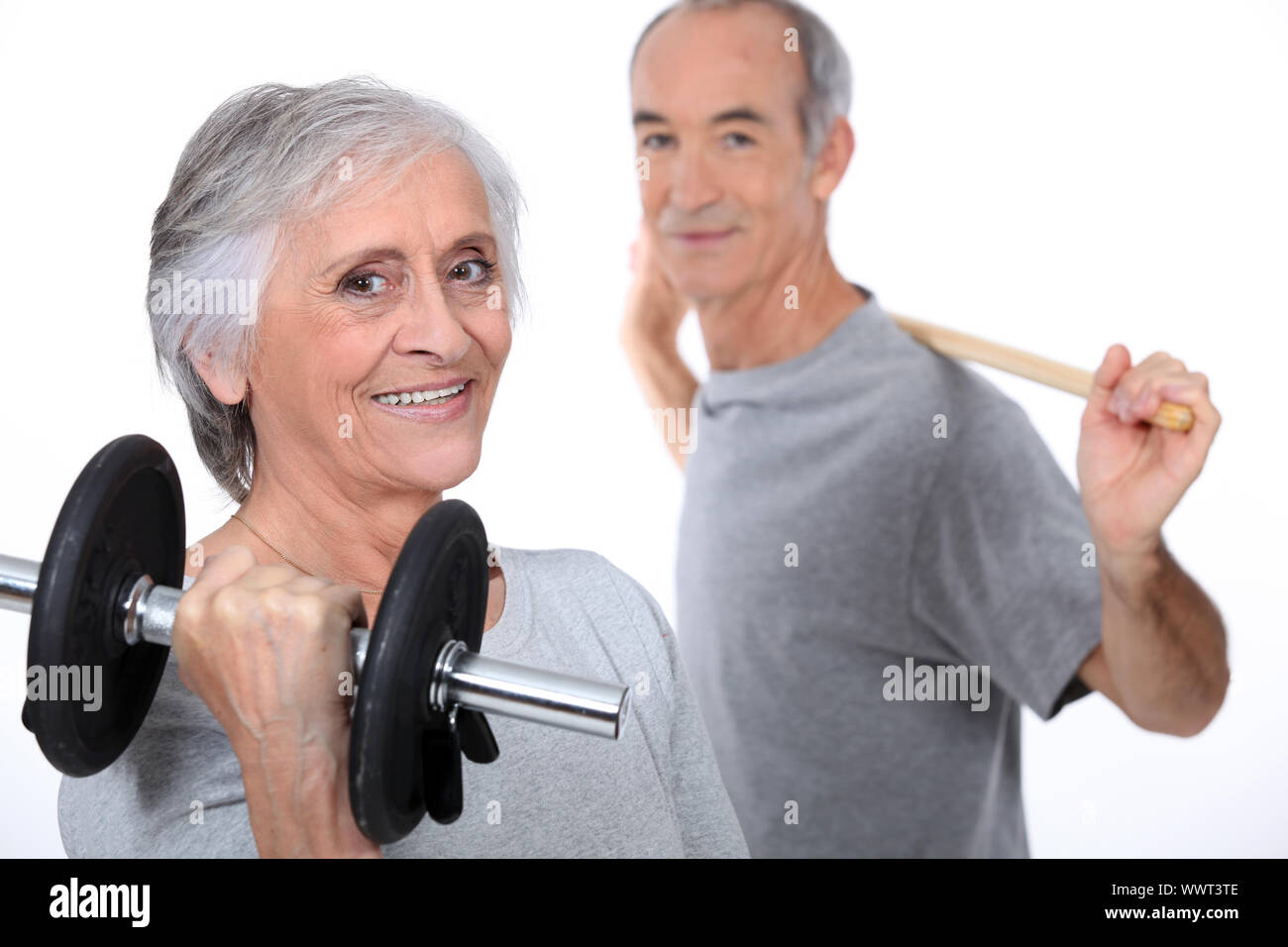 senior couple doing fitness Stock Photo