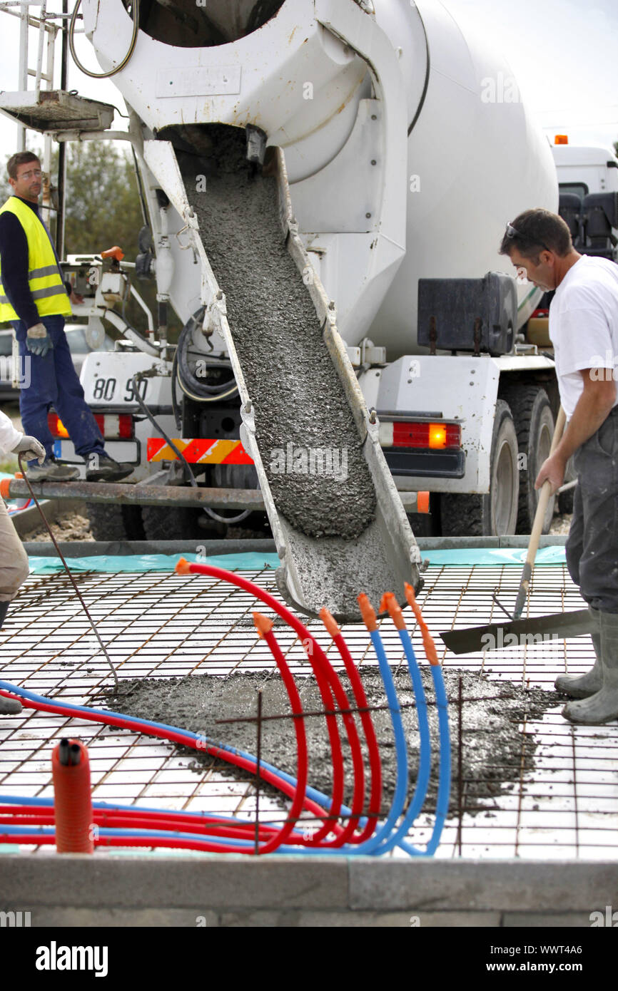 Cement mixer in action Stock Photo Alamy