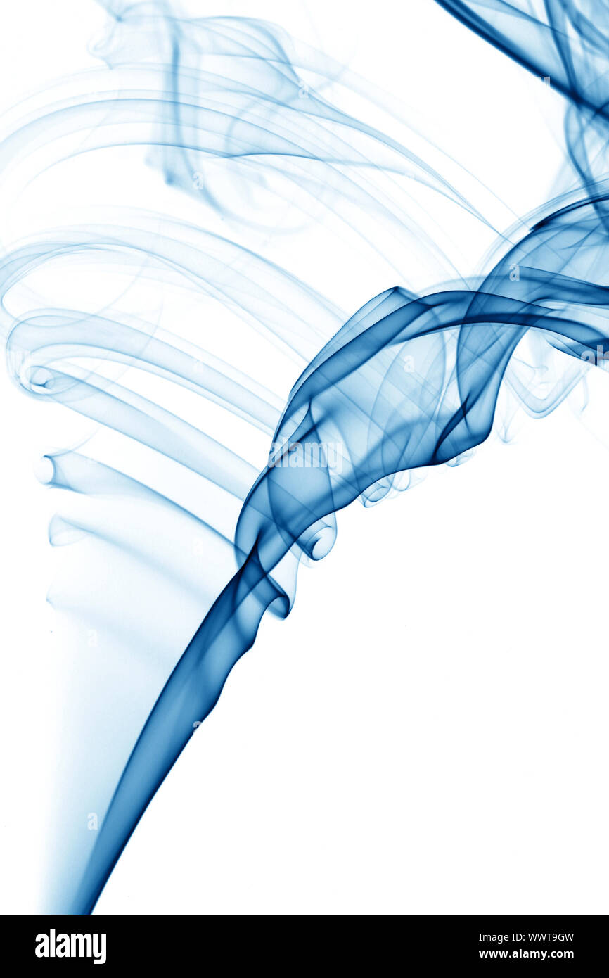 blue smoke on white background Stock Photo - Alamy